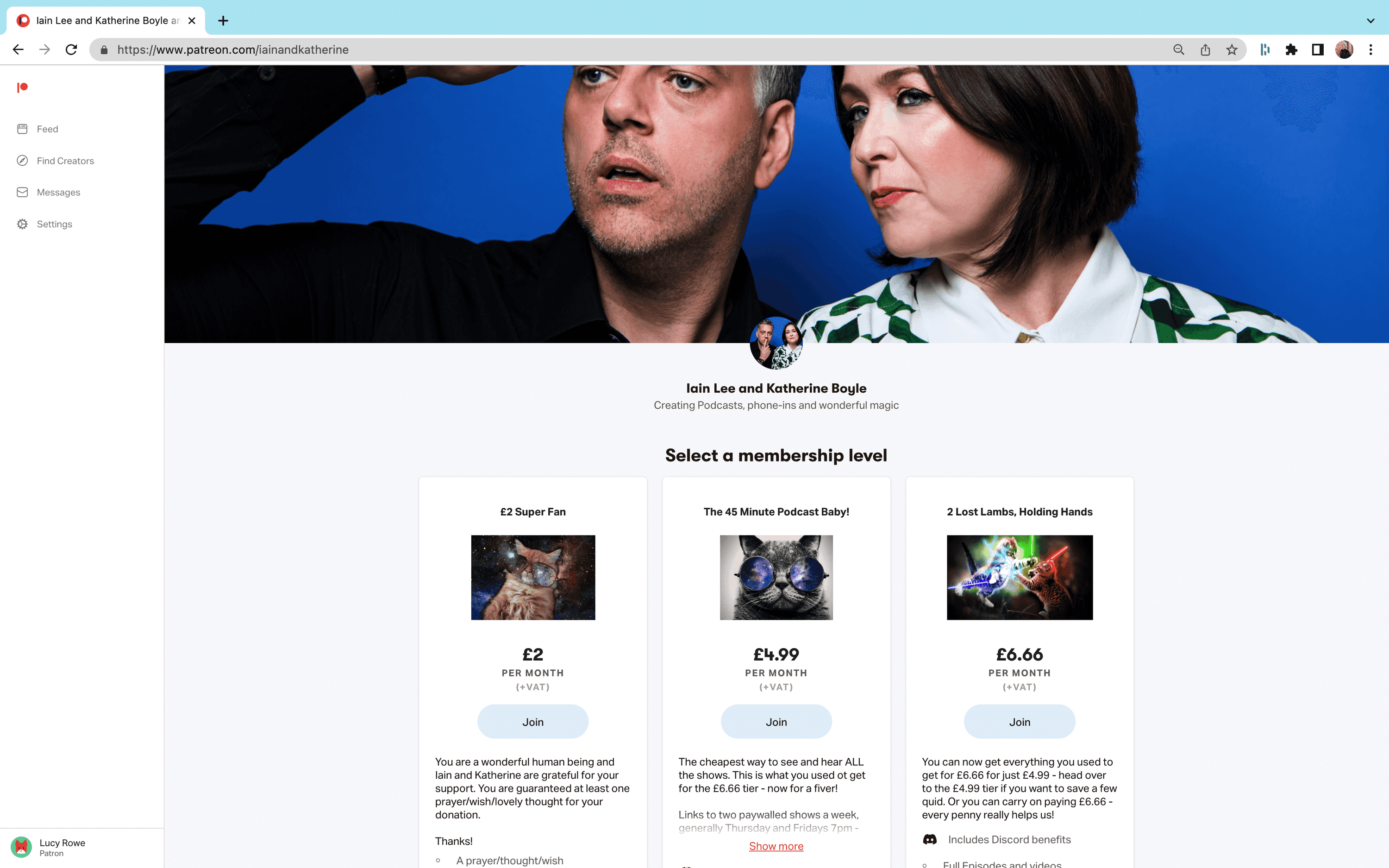 Iain Lee & Katherine Boyle's Patreon Page.
