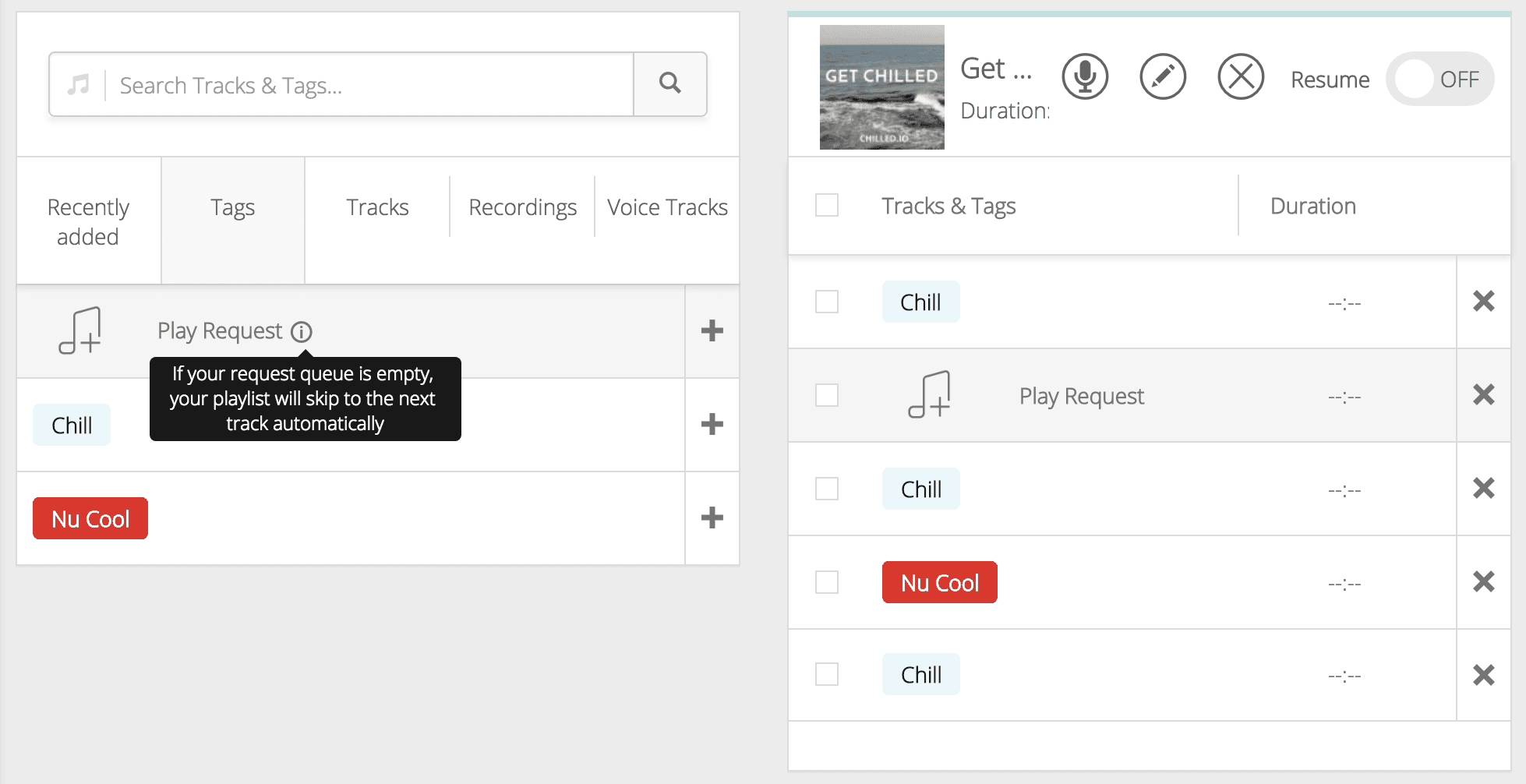 Adding the special request tag to a playlist