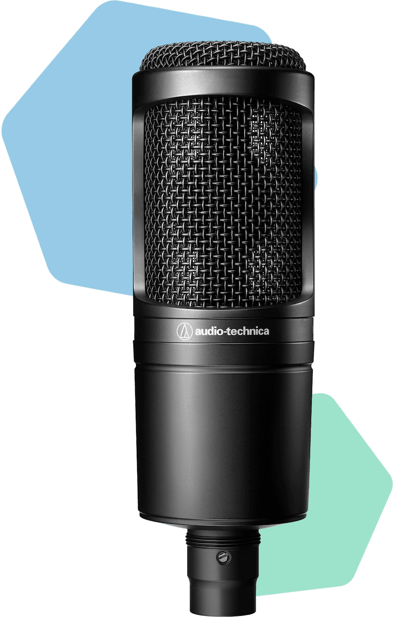 Audio-Technica AT2020 microphone.