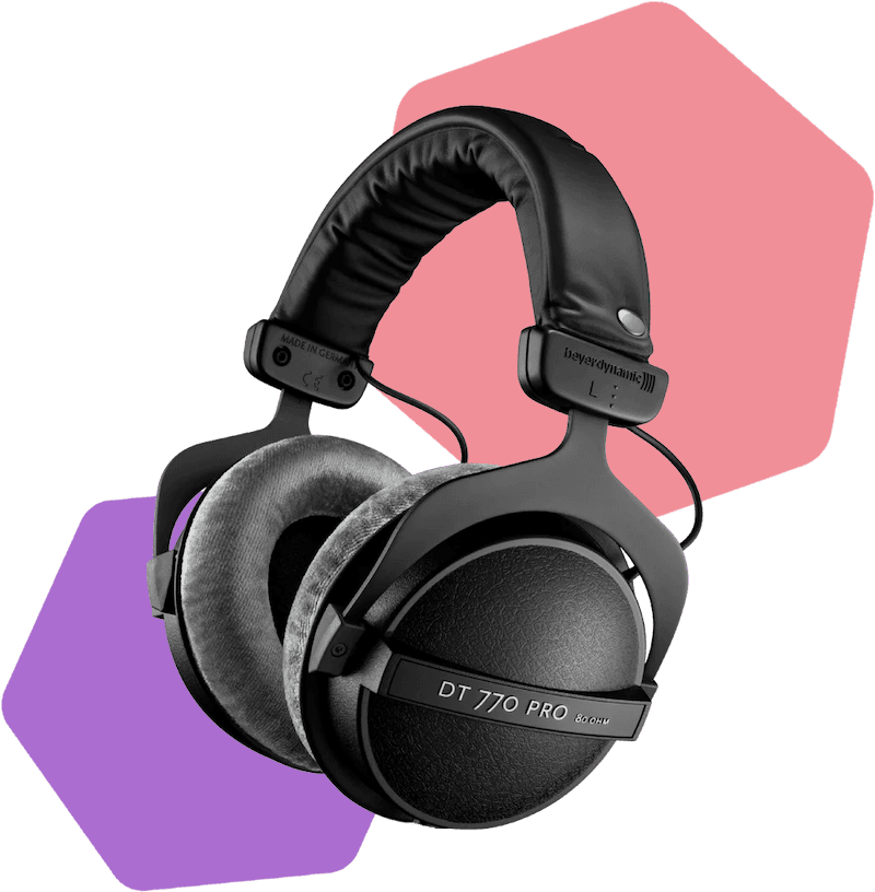 Beyerdynamic DT770 PRO headphones.