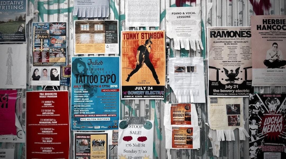 Posters on a wall